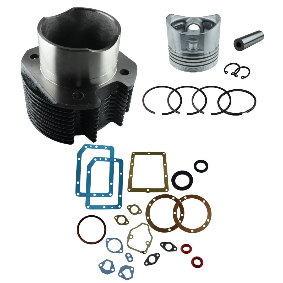 Generico Kit Cilindro e Pistone + Serie Guarnizione Completa e Paraoli Compatibile per Motore Lombardini Diesel 6ld 360 per Motozappa e Motocoltivatore