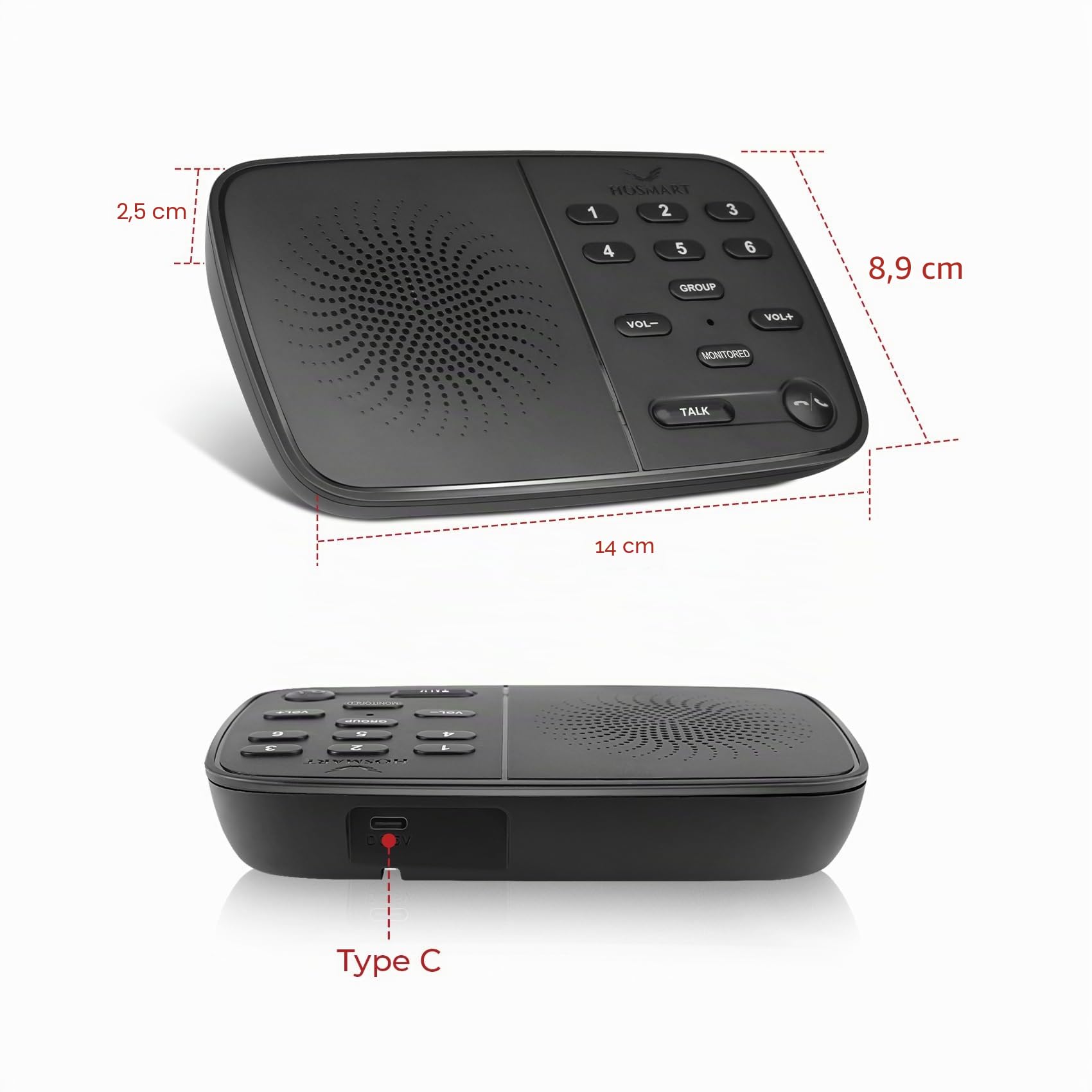 Hosmart UltraSpeak Pro Intercom sans fil pour la maison, 2024, système d'interphone sans fil full duplex pour entreprise, intercom de pièce à pièce, intercom bidirectionnel en temps réel avec portée