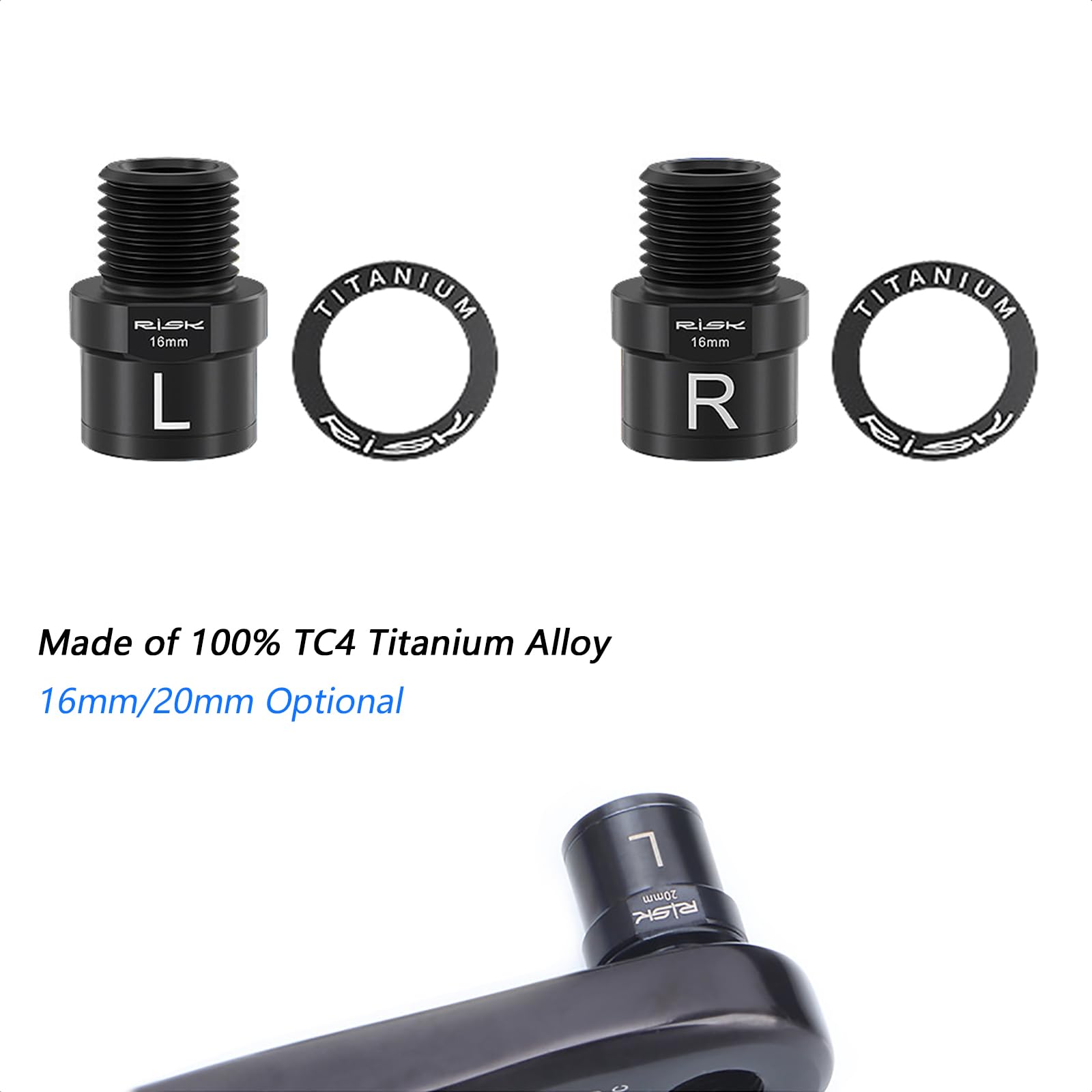 Fahrradpedalverlängerung, Titanlegierung, 16/20 mm, verlängertes Pedal mit Unterlegscheibe, für alle 9/16-Zoll-Gewindepedale, Fahrrad, SPD, MTB, BMX, Rennrad, Mountainbike