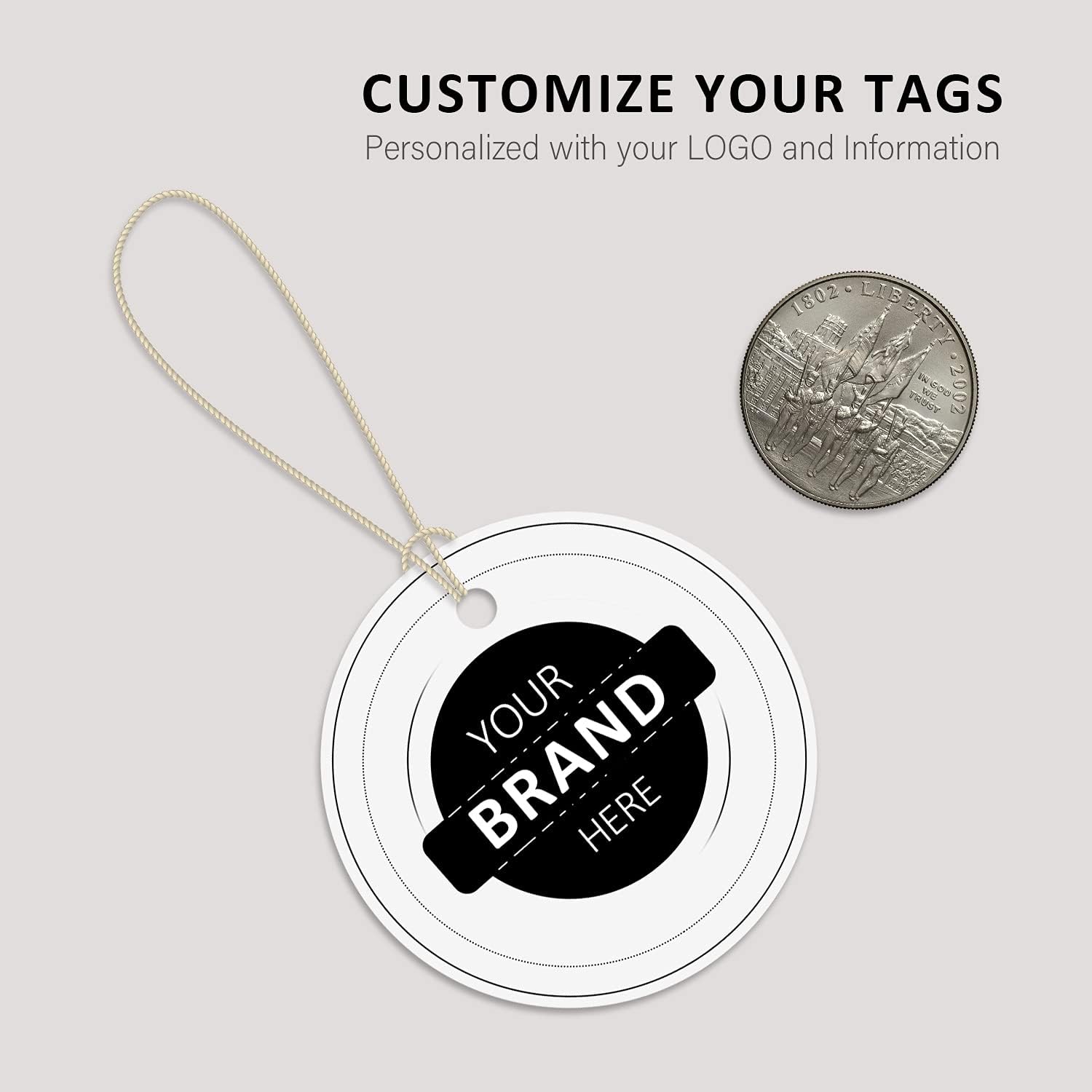 Custom Hang Tags with String for Gift Clothing Product Price,Personalized Lable Tag with Your Image Logo & Text, Gift Thank You Tag for Christmas Wedding Birthday Party : Health & Household
