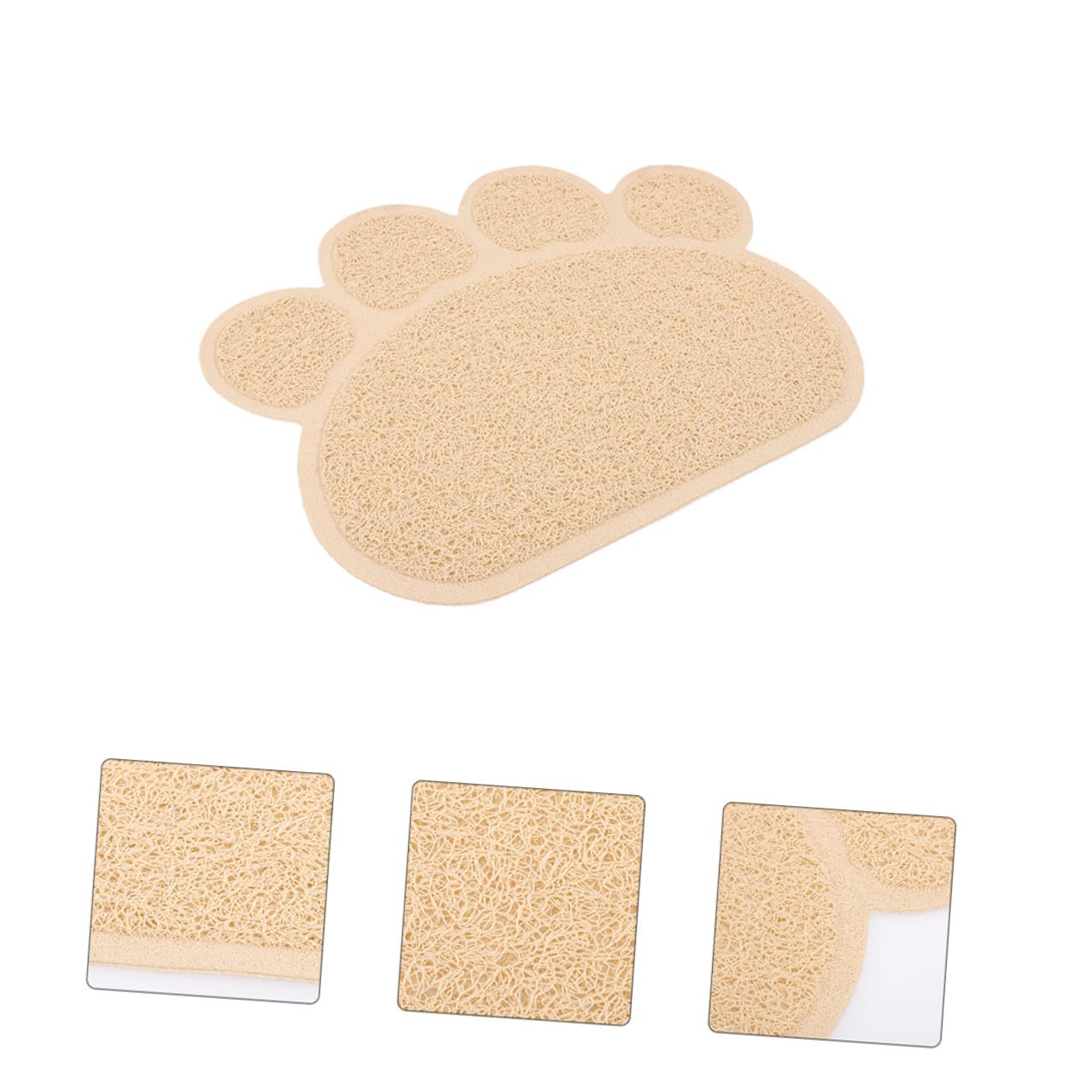WOONEKY 2 Stück-pack Pvc Katzenstreu Unterlage in Beige Rutschfeste Katzenstreu Matte mit Pfotenform Schützend für Katzenkrallen als Haustiermatte für Eingangsbereich