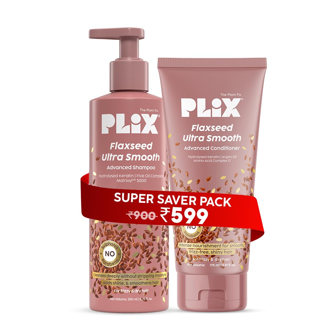 PLIX - THE PLANT FIX Flaxseed Ultrasmooth Advanced Shampoo & Conditioner Combo | | Plant Keratin PF & Flaxseed Oil | Smooth & Manageable Hair | Controls Frizz | Paraben & Sulphate Free-image-28