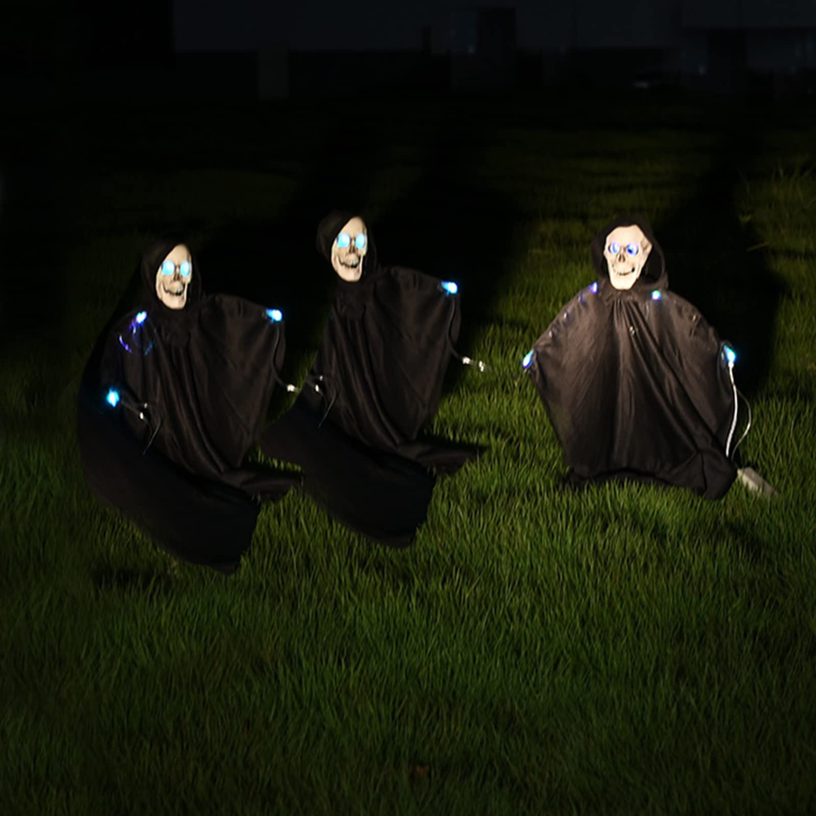 Piquets Lumineux Halloween - Mains De Squelette LED Solaires - 3 Couleurs, Modes Clignotants - Décoration Jardin Effrayante