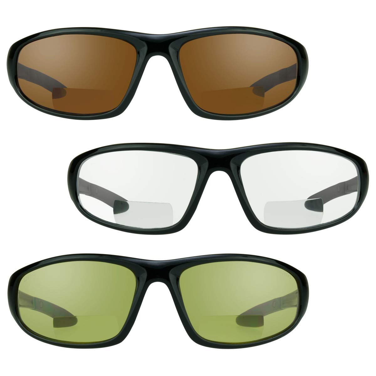 proSPORT Bifocal Safety Glasses ANSI Z87 Wrap Around Protective Sunglasses for Work, Motorcycle, Outdoor UV 400 Anti Glare