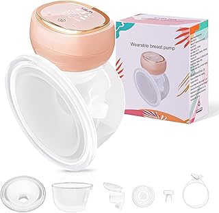 Extractor de leche eléctrico (1 unidad), manos libres de batería de mayor duración y pantalla táctil LED inteligente, extractor de leche eléctrico portátil con 3 modos y 9 niveles, bajo ruido, seguro
