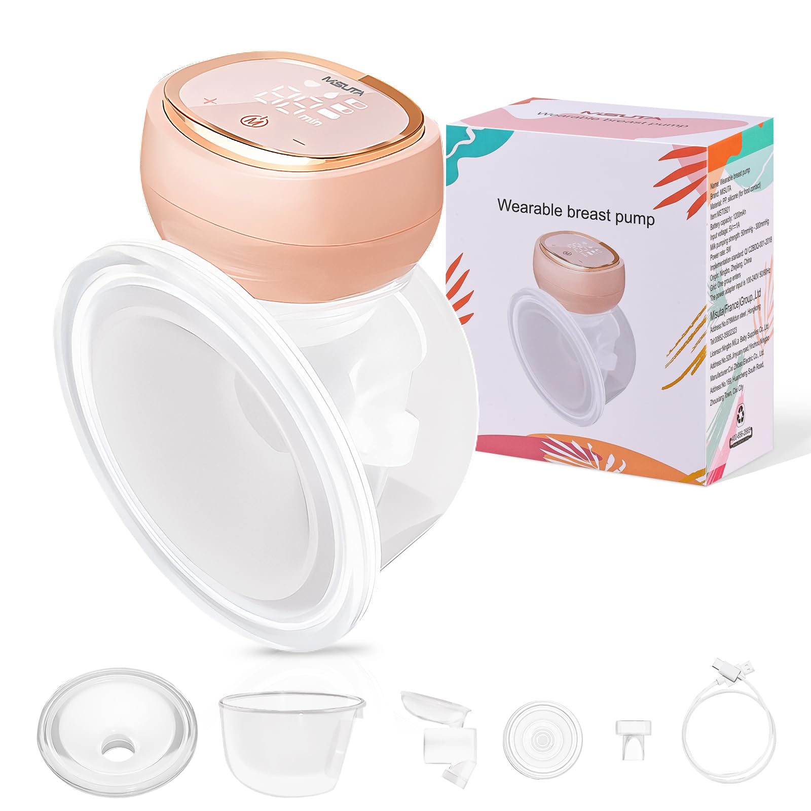 Electric Breast Pump（1 Pcs）, Hands Free of Longer Battery Life & Smart LED Touch Screen,Portable Electric Breast Pump with 3 Modes & 9 Levels,Low Noise,Safe & Easy to Clean,26 mm Flange,Pink