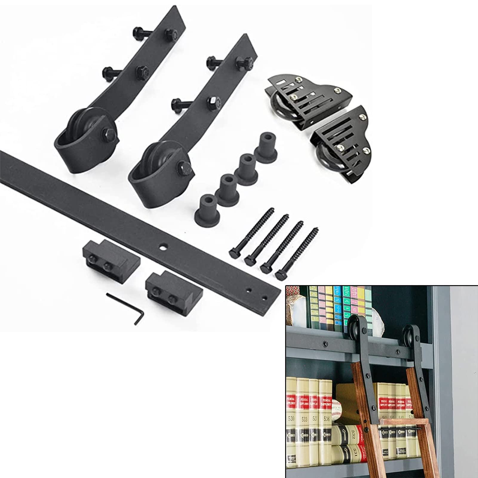 Kit quincaillerie échelle de bibliothèque coulissante de 5 à 13 pieds pour porte de grange bureau