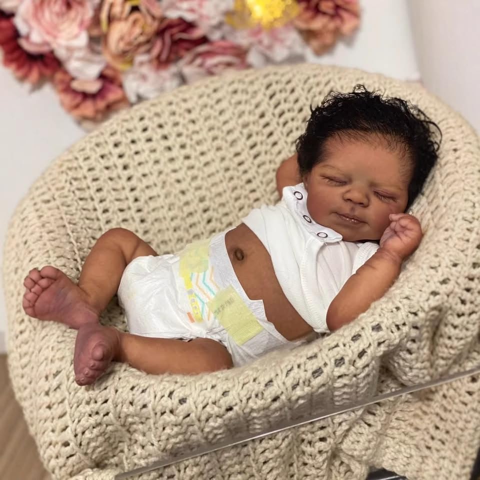 KsiTig Reborn Baby Dolls Black boy Silicone Babies 18inch Lifelike Toddler
