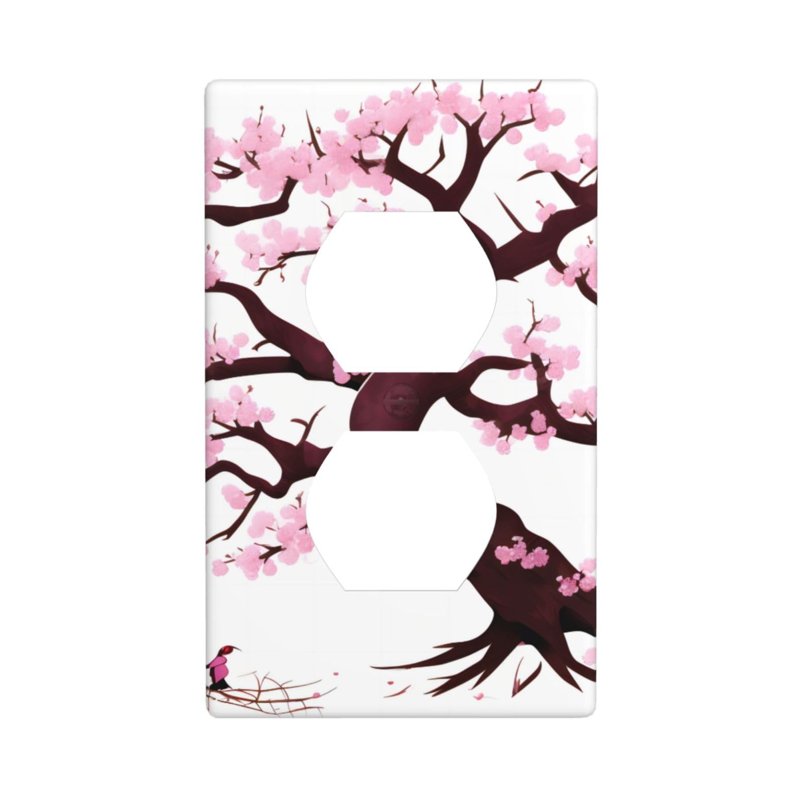 Cherry Blossoms Tree Decorative Switch Plate Cover-Unbreakable Polycarbonate Wall Plate for Home Office, 1 Gang with Screws