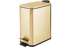 mDesign Slim Metal Rectangle Trash Can for Bedroom - 1.3 Gallon