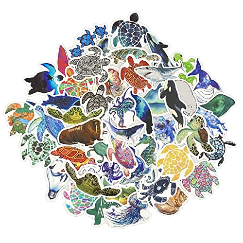 Aowplc 100 Pcs Ocean Animal Stickers, Waterproof Vinyl Sea Life Sticker Pack #TOP3