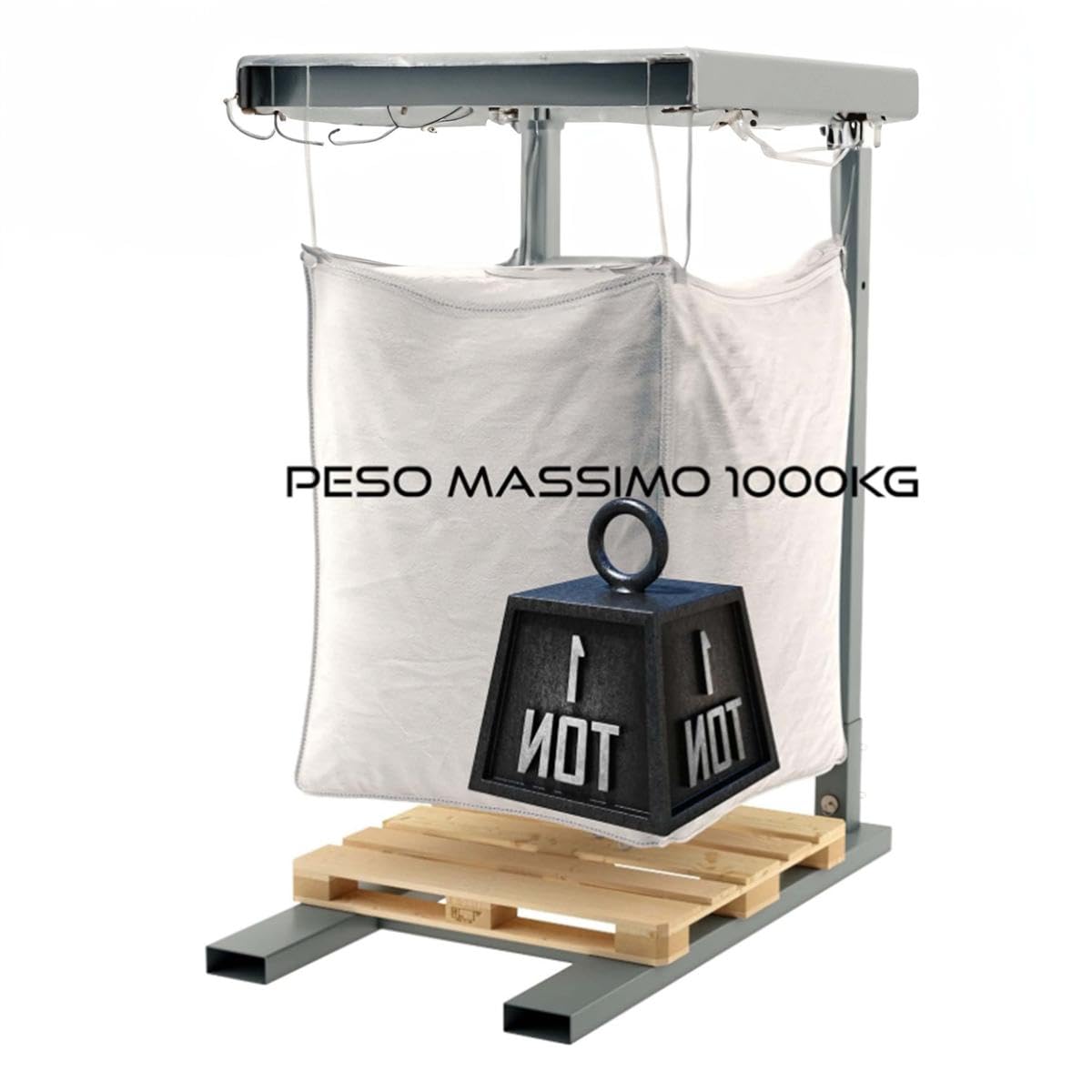 SIMPLETEK - Sacco Big Bag in Polipropilene Con Cinghie Rettangolari 1000kg Portata | 90x90x120 cm | Chiusura a Caramella | Per rifiuti