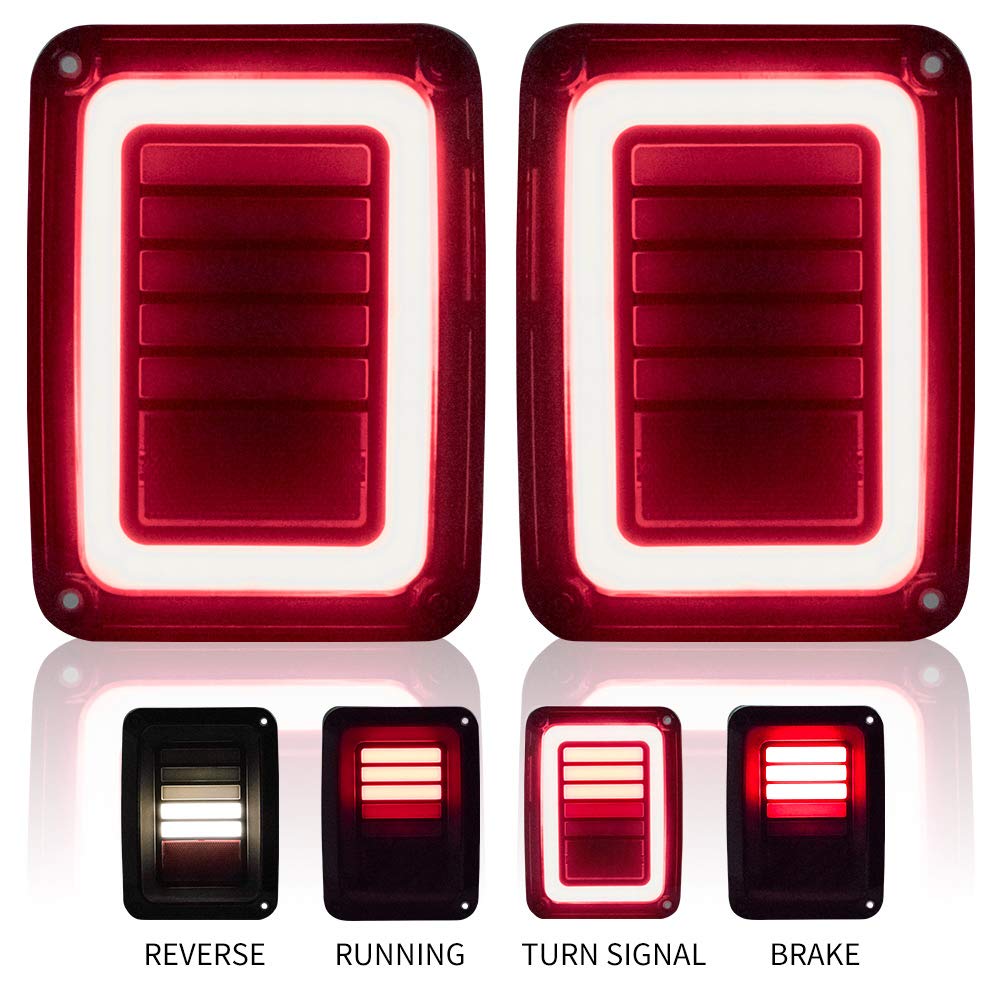 Upgraded LED Tail Lights Smoked Compatible with 0718 Jeep Wrangler JK