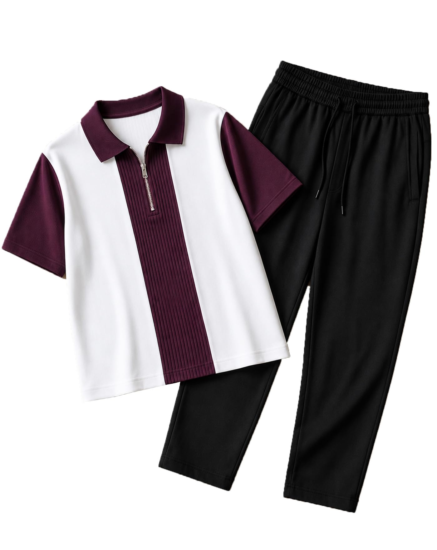 ausk Men's Smart Casual Polo T Shirt with Track Pant Co Ord Set, Cotton Blend Comfortable Lightweight Summer Clothing Set for Men, Travel Wear, Lounge Wear, Daily Use Clothing Set for Mens-picture-41