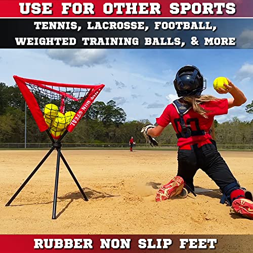 Hit Run Steal Ball Caddy Baseball/Softball Stand, Hold Baseballs Or Softballs For Pitching Or Batting Practice, Training. Portable Caddy For Full Bucket Of Balls. Includes Carry Bag #TOP4