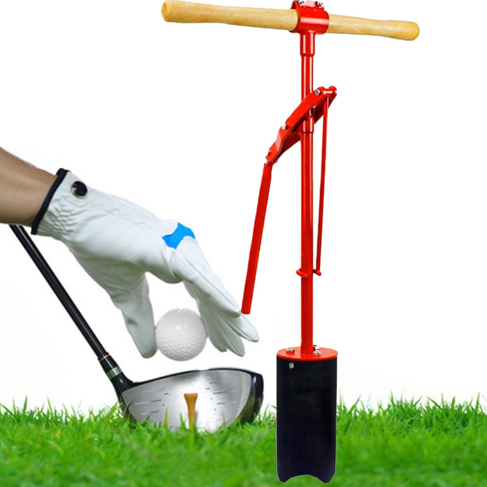FHRKA Golf Putting Green Hole, Putting Green Lever Action Hole Punch Machine,Golf Hole Digger Green Tools for Backyard