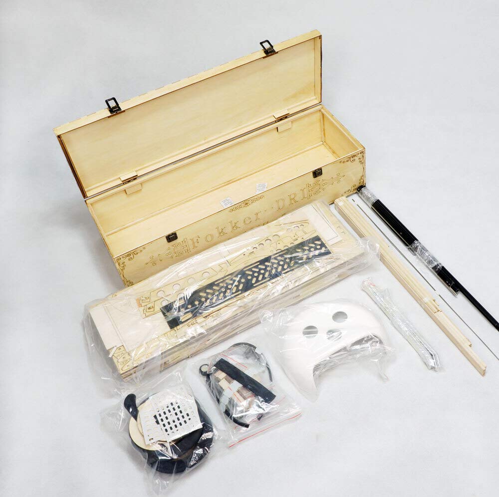 Torcster 212345 Fokker DR1 1540mm Holzbaukasten, Modellflugzeug für RC Bausatz DIY, gelaserte Balsa Sperrholz Holz Bauteile Holzmodell Flugzeug