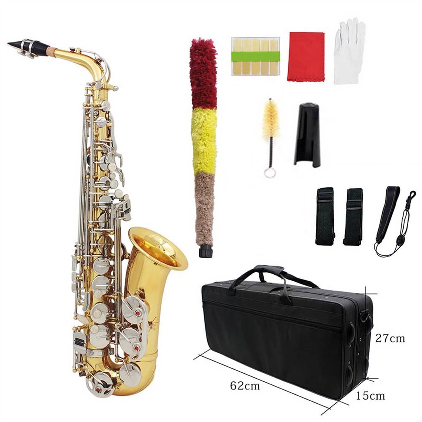 MIB Sassofono Contralto Ottone Laccato Oro Mi Piatto Sax Strumento Musicale A Fiato con Custodia Sassofono principiante