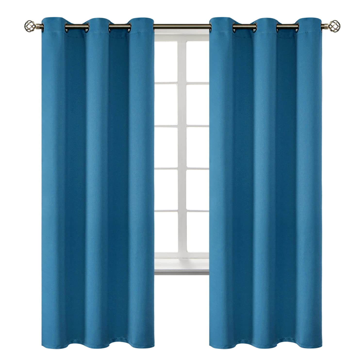 BGment Steel Blue Blackout Curtains for Bedroom 72 Inch Long - 2 Panels
