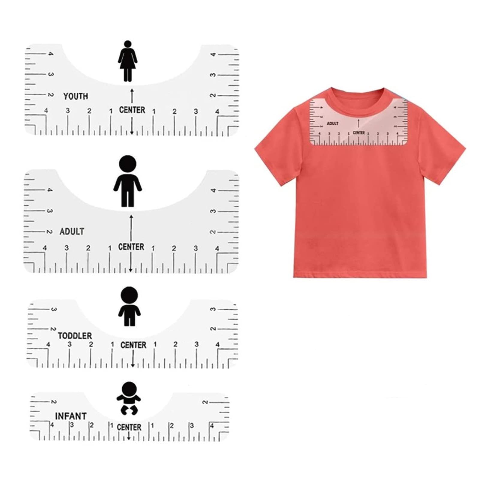 Outils DIY Couture Règles Alignement T-shirt - Kit 8 Pièces Pour Impression Textile Outil Customisation Textile