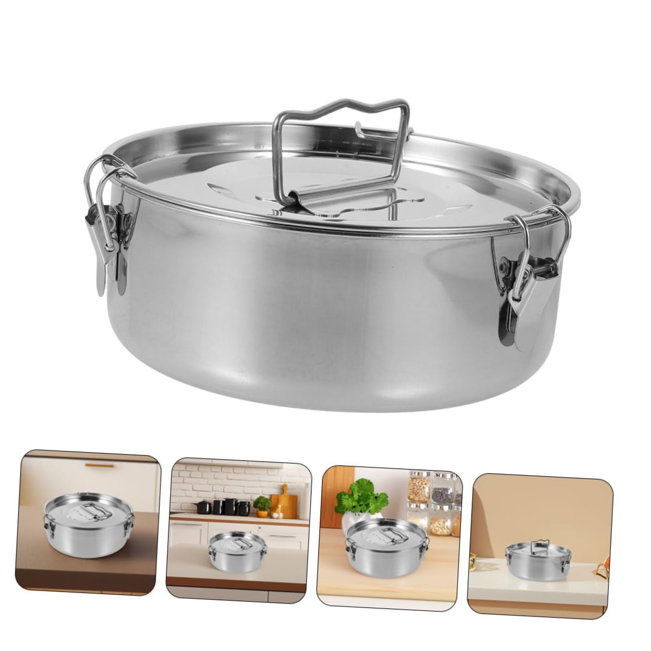 Yardwe Molde para Flan de Acero Inoxidable con Diseño Bloqueable y Uso Versátil, Molde para Hornear con Tapa Adecuado para Hacer Flanes y Pasteles al Vapor