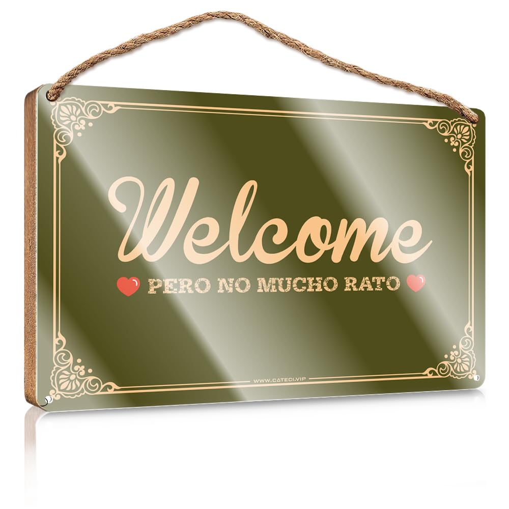 MAHQPZXSF Home Door Hanging Welcome Pero No Mucho Rato Wooden Sign Funny Bathroom Decor Room Decor For Men(15X28CM)