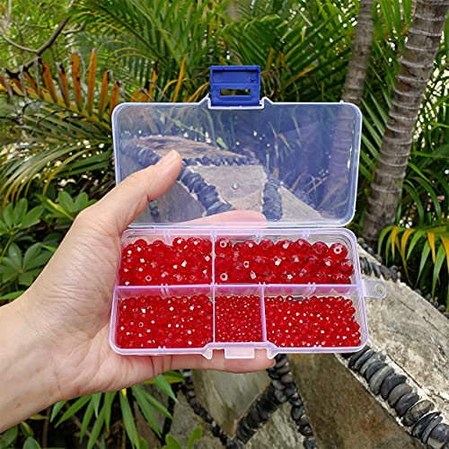 Image of Chengmu Red Rondelle Glass Beads for Jewelry Making, Faceted Briolette Crytal Spacer Beads for Bracelet Necklace Earring (2mm 4mm 6mm 8mm 10mm Mixed Sizes, 1000pcs)