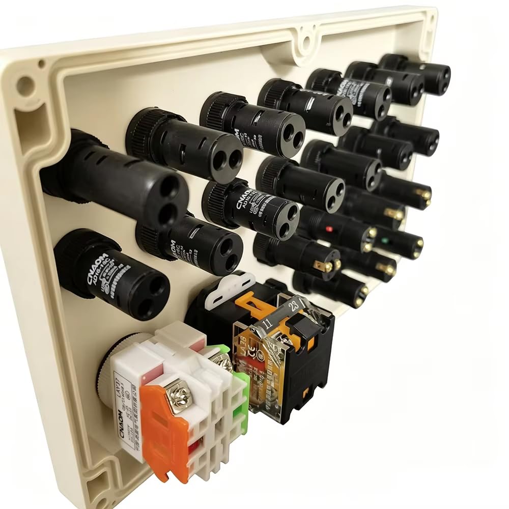 Scatola di pulsanti di debug PLC con 24 fori e 30 terminali, strumento di addestramento PLC personalizzabile per esercitazioni pratiche di elettricisti.
