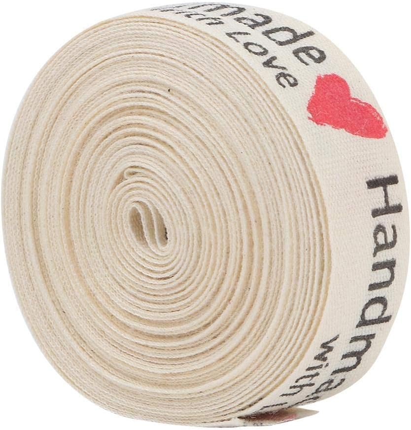 Multi-Patterned Natural Cotton Ribbon Fonts 1.5cm Handmade for Gift Package Supply Clothing LabelHandmade Swing)(#3)