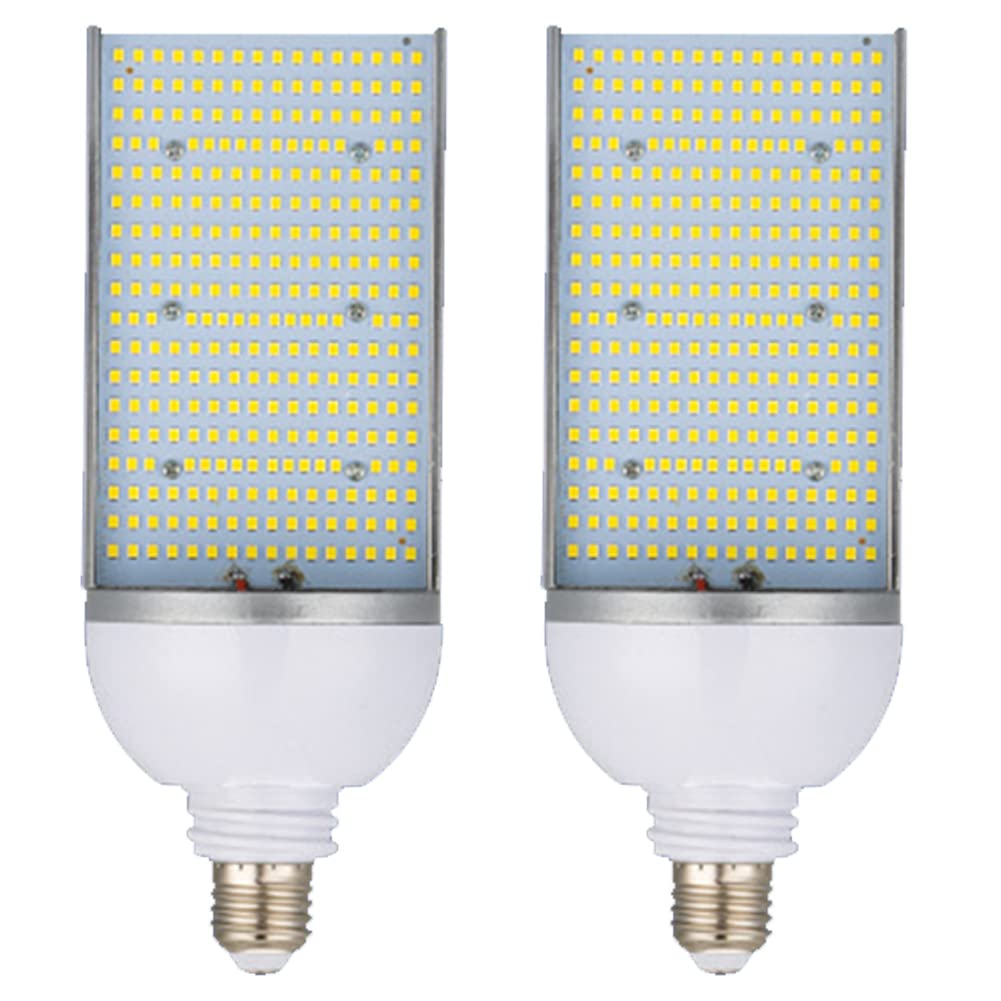 2 Pack 80W LED Corn Bulb E40/E27 5000k Daylight 35000LM High Bay Lamp for Street Garage Warehouse Replacement of 1000w CFI HPS Metal Halide Large Area Lighting for Bright White Light