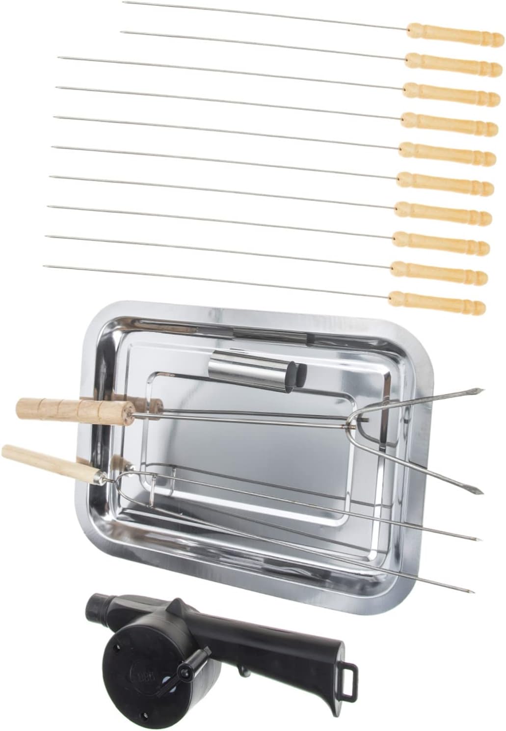 15-Piece BBQ Grill Accessories Set Stainless Steel Grill Sticks Outdoor Barbecue Tools for Grilling Includes Skewers and Foil for Camping