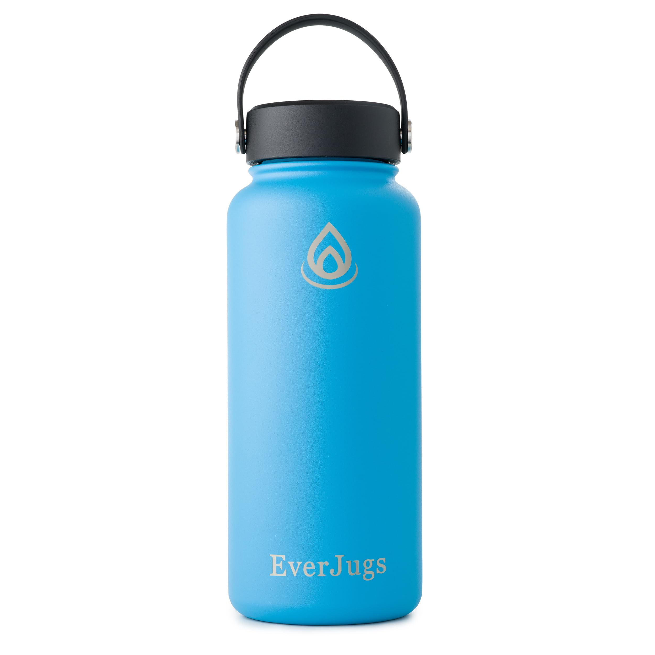 EverJugs Water Bottle - 32 Oz, Wide Mouth, Premium Stainless Steel Bottle with Grip Cap, Double Walled Vacuum Insulated, Thermo Mug, Metal Flask, Leak