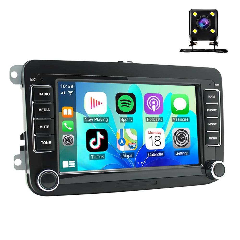 Radio samochodowe 2 Din do VW Golf 2006-2013 MK6 Nawigacja GPS 7-calowy wyświetlacz IPS Car Display Android 14 Radio samochodowe Bluetooth z Carplay Android Kamera cofania Mirror Link FM/RDS SWC 2+32G