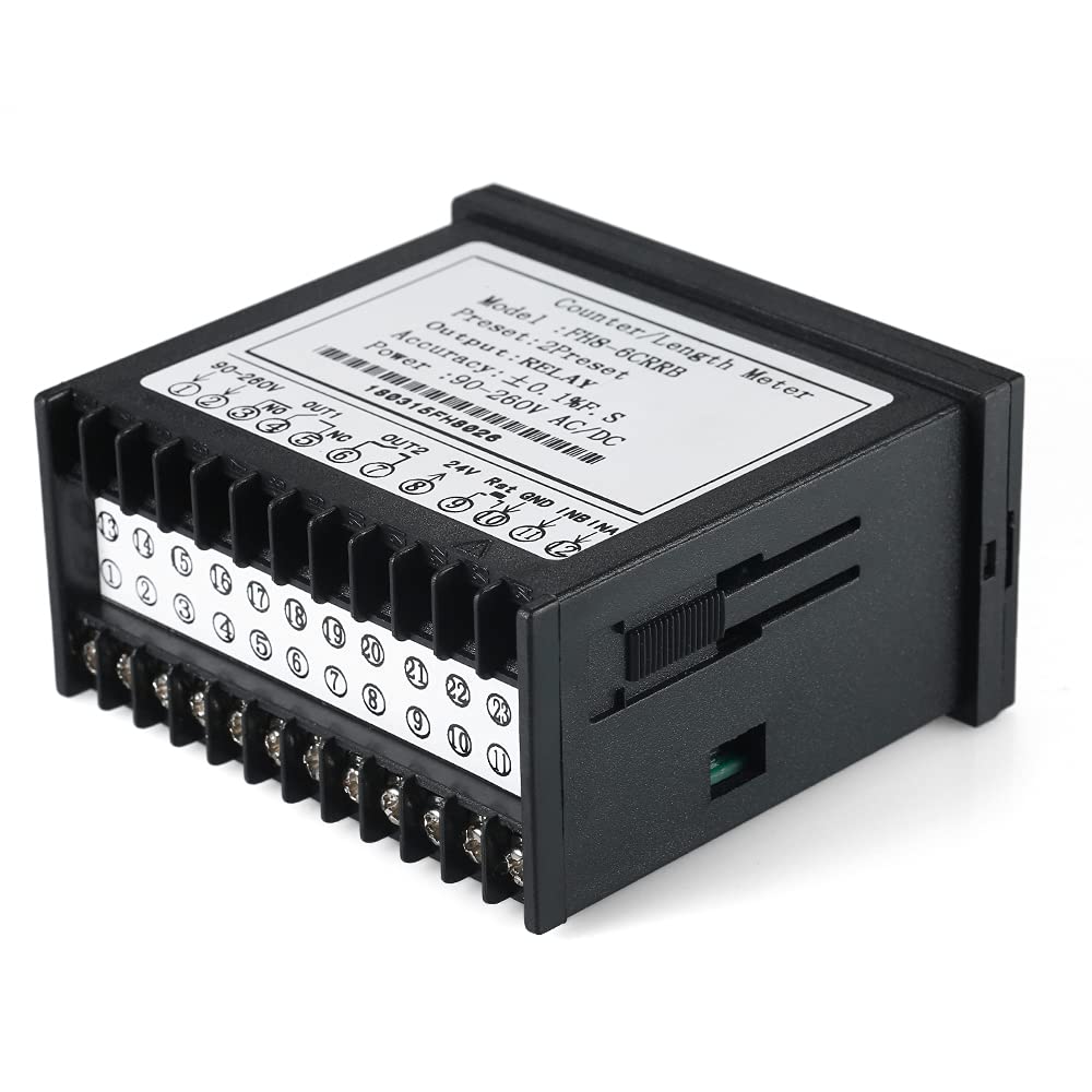 Contador digital multifuncional de doble diodo emisor de luz, 90 ~ 265 V CA/CC, medidor de longitud con 2 salidas de relé y pulso PNP NPN