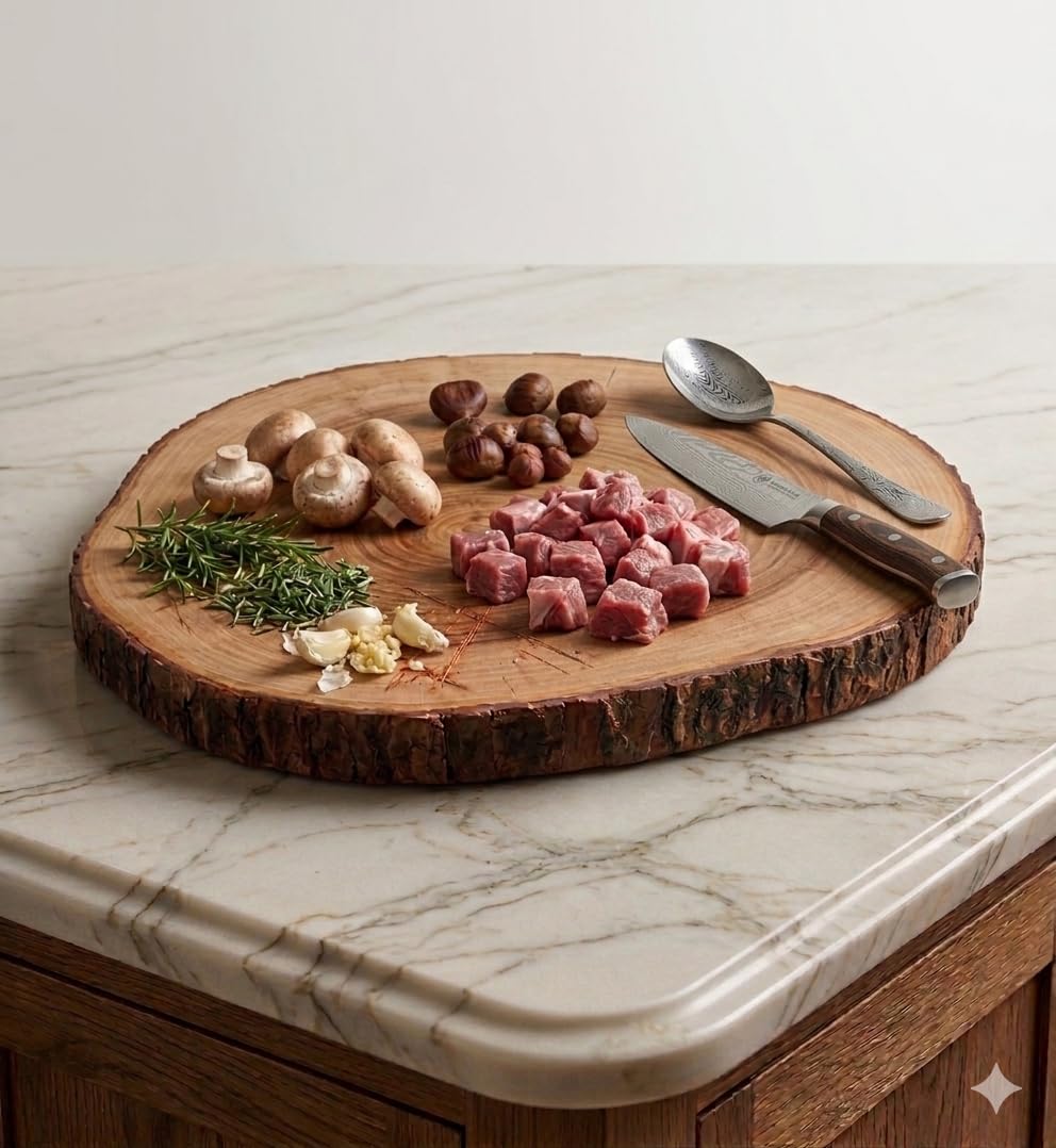 Wooden Chopping Board, Cutting Board, Vegatble Cutting Board, Round Natural Wood Slice Chopping Board, Live Edge Tree Stump Cutting and Serving Board Kitchen Tools-image-10