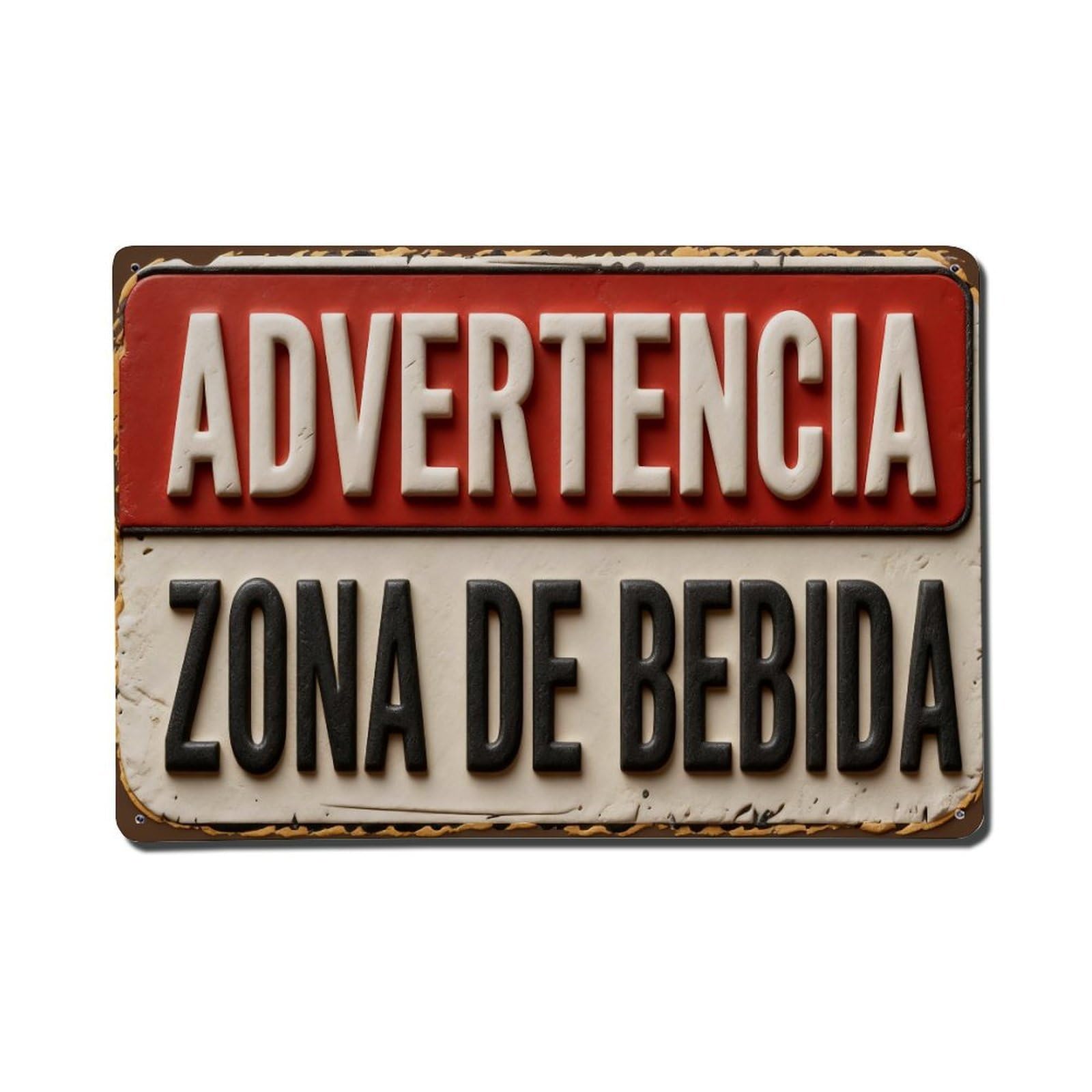 Beverage Zone Warning Metal Tin Sign Plaque