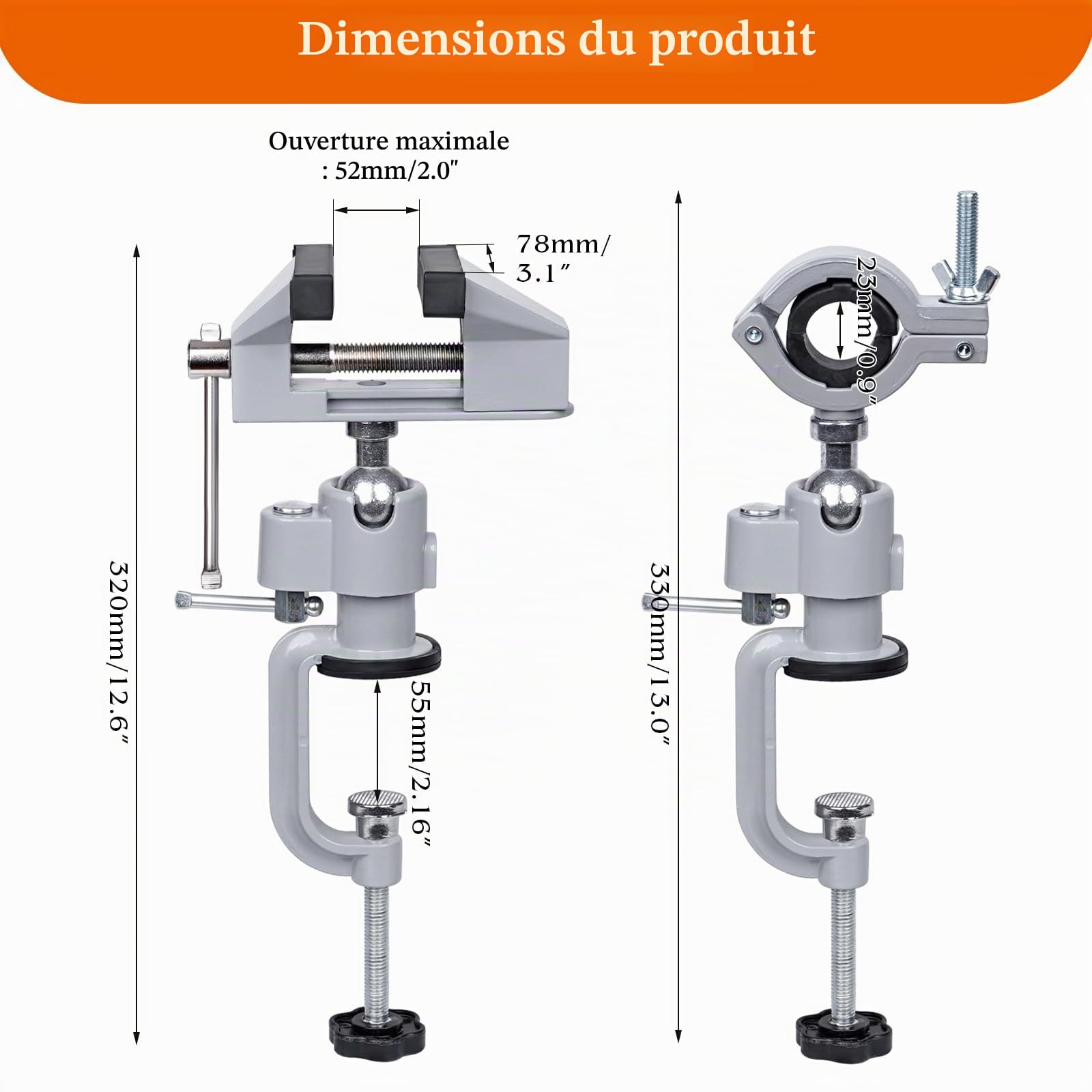 Mini étau de table en alliage d'aluminium haute performance avec rotation à 360° et ventouse universelle pour soudure, modélisme, travaux fins