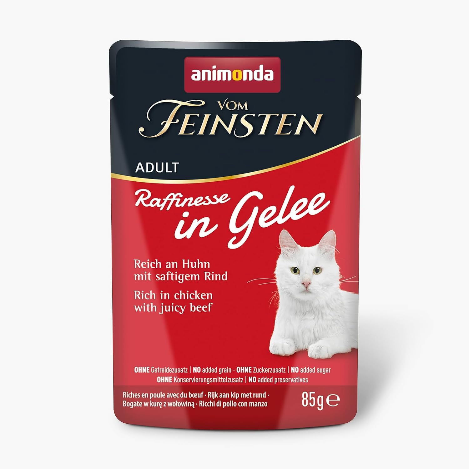 animonda Vom Feinsten Adult Raffinesse Katzenfutter in Gelee mit Huhn und Rind (24 x 85 g), Nassfutter mit Taurin und Vitamin D3… – Ansicht 2