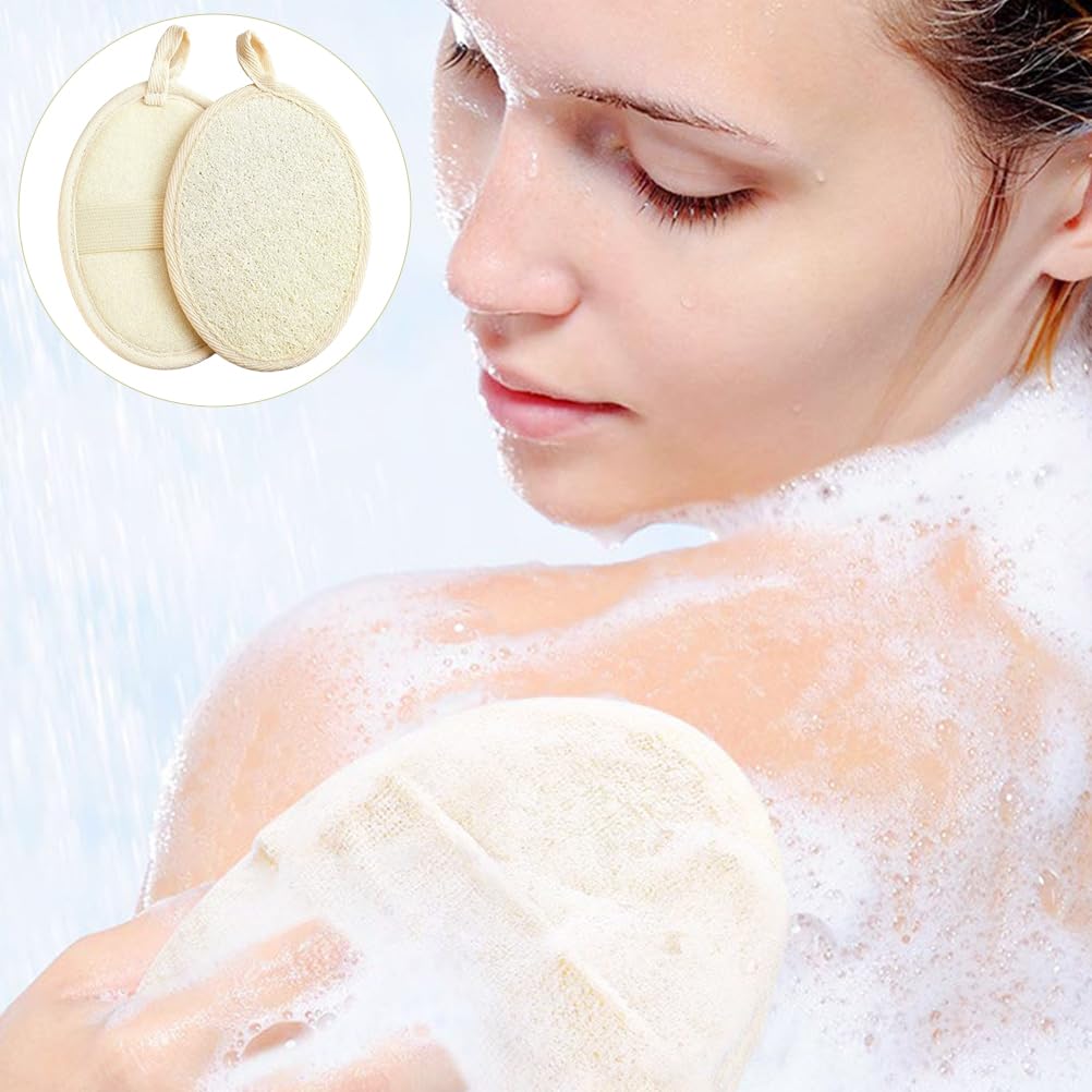 2 Pièces Eponge Loofah, Lavable Éponges en Luffa Naturel, Reutilisable Gants de Gommage Naturels en Loofah, Éponge Exfoliante en Luffa Naturel pour Spa, Cuisine, Visage Corps, le Bain