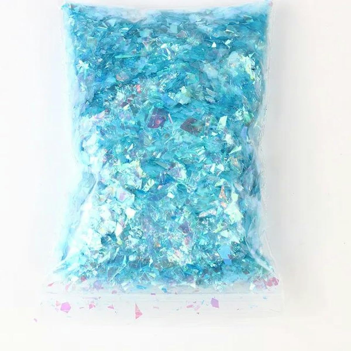 500g olografico misto carta conchiglia grosso glitter per unghie paillettes fiocchi scintillanti fette manicure corpo occhi viso glitter-azzurro-500g