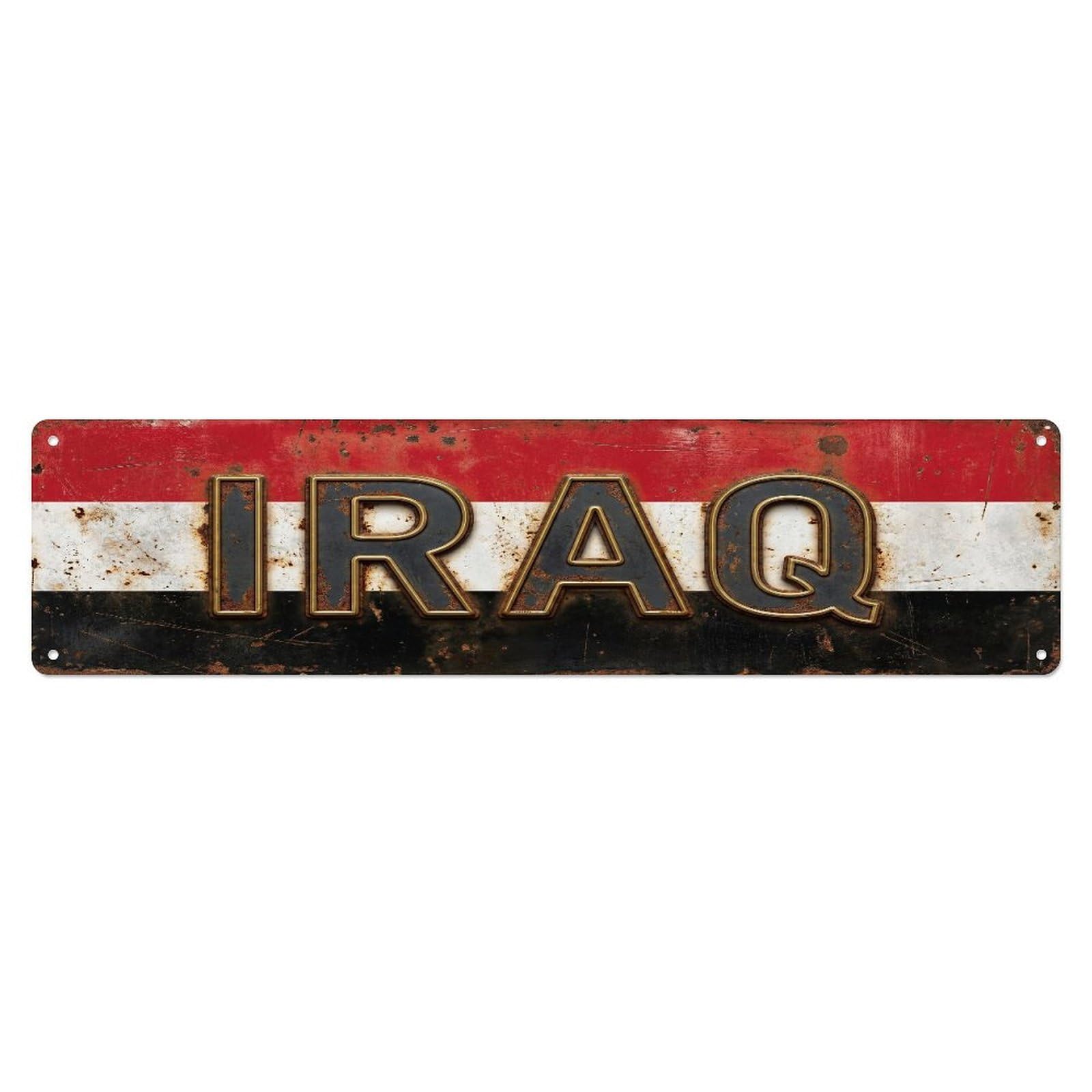 Fqcyn Style Metal Tin Sign Vintage Iraq Flag Pattern