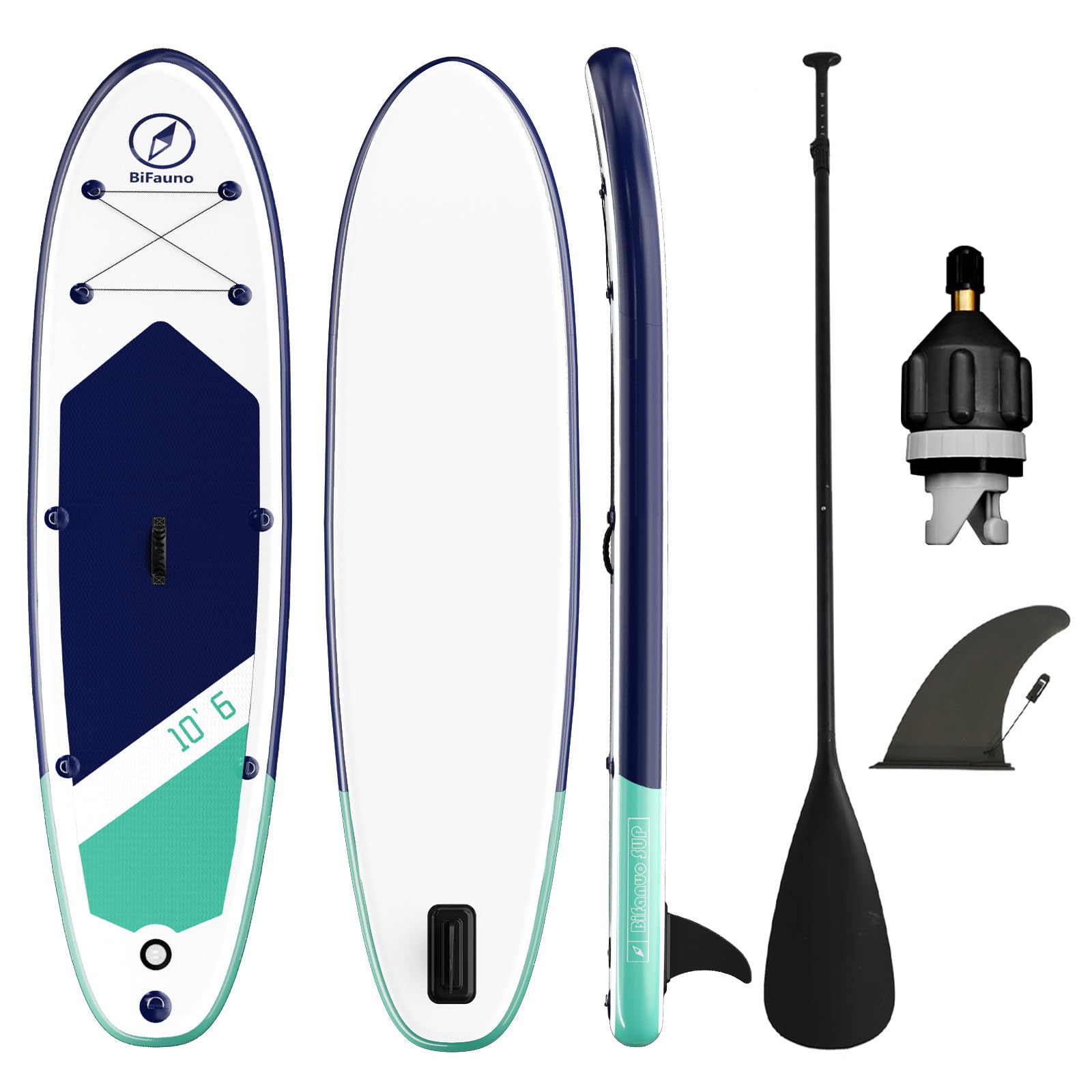 BifanuoInflatable Stand Up Paddle Board with SUP Paddles, Fins, Valve Adapter. Non-Slip Deck, Wide Stance, Bottom Fin. Ultra-Light SUP for All Skill Levels.