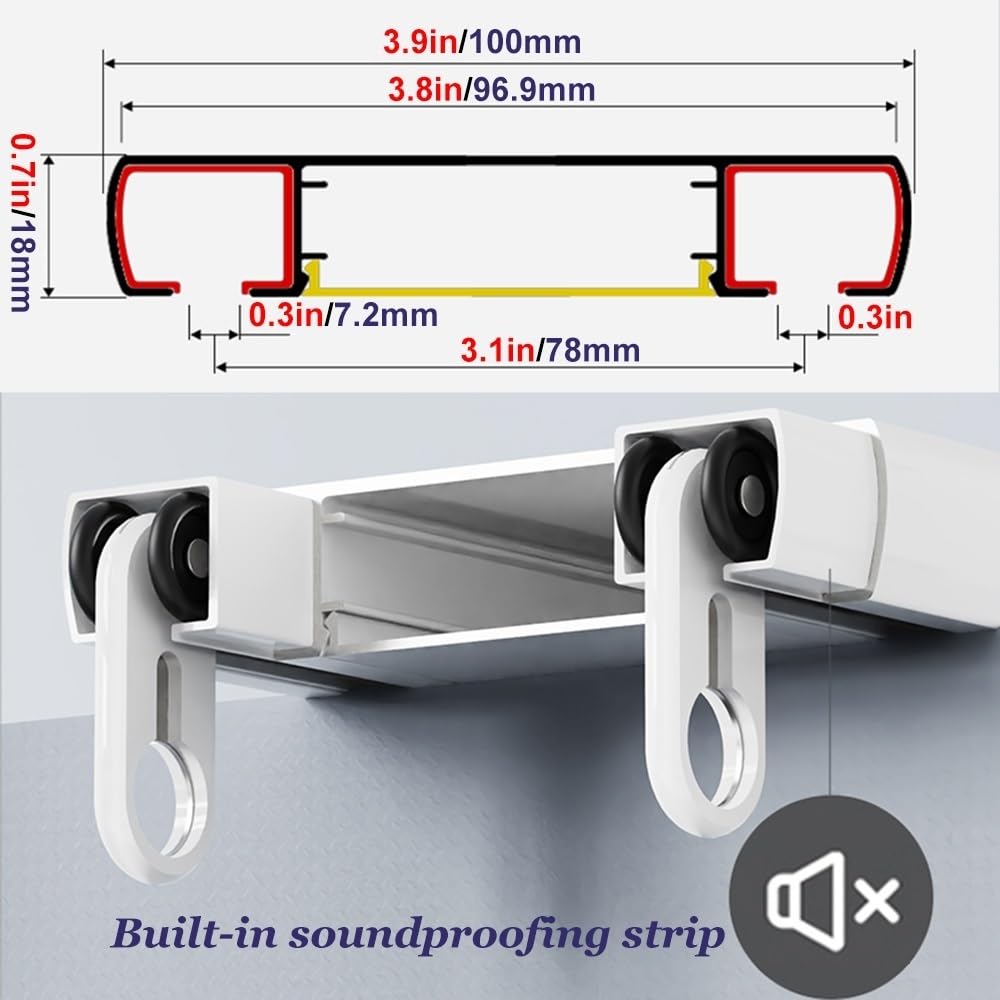 Rail De Rideau À Double Voie De 2,3 À 19,7 Pieds, Rail De Plafond pour Rideaux en Aluminium,Rail Rideaux Coulissante pour Salon, Chambre À Coucher(Black,2.5m)