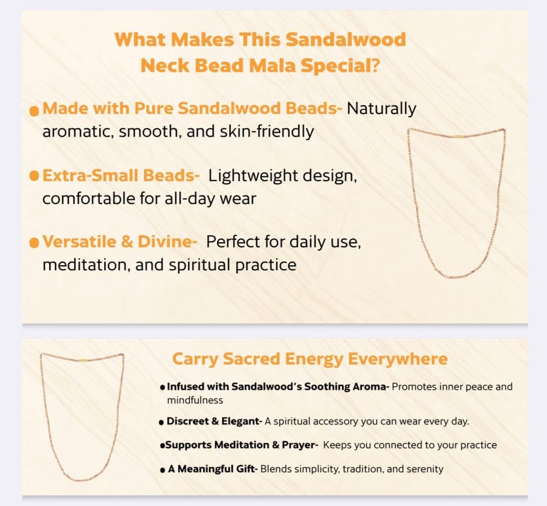 ARGAJAA ESSENCE WORLD XS Premium Sandalwood Beads Mala Necklace for Neck Wearing for Men & Women | Natural Handcrafted Chandan Wooden Prayer Kanthi Mala for Meditation, Yoga & Spiritual Wear | Handmade Traditional Bead Chain 2