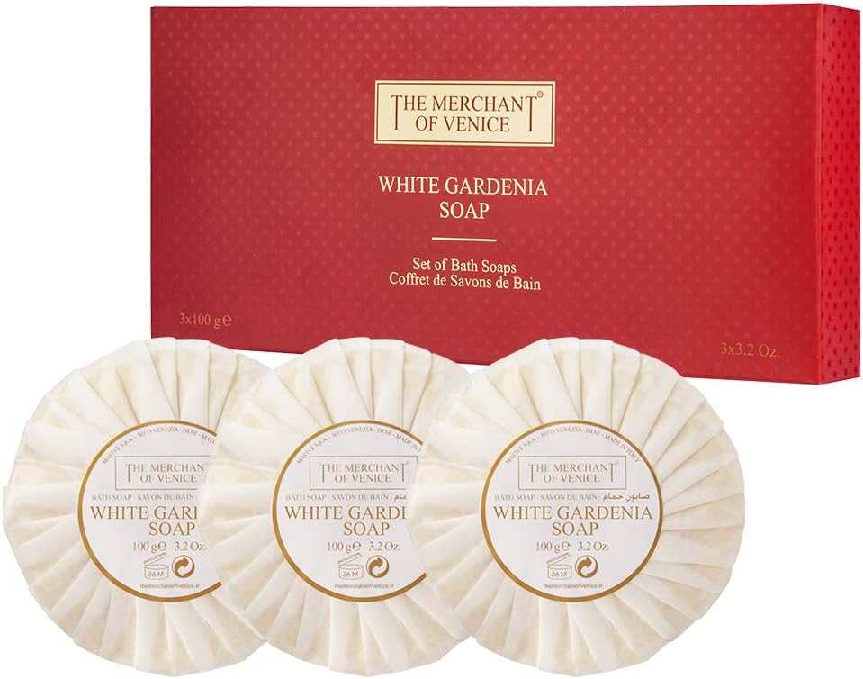 The Merchant of Venice Luxury White Gardenia Trio Soap Set, 100 g