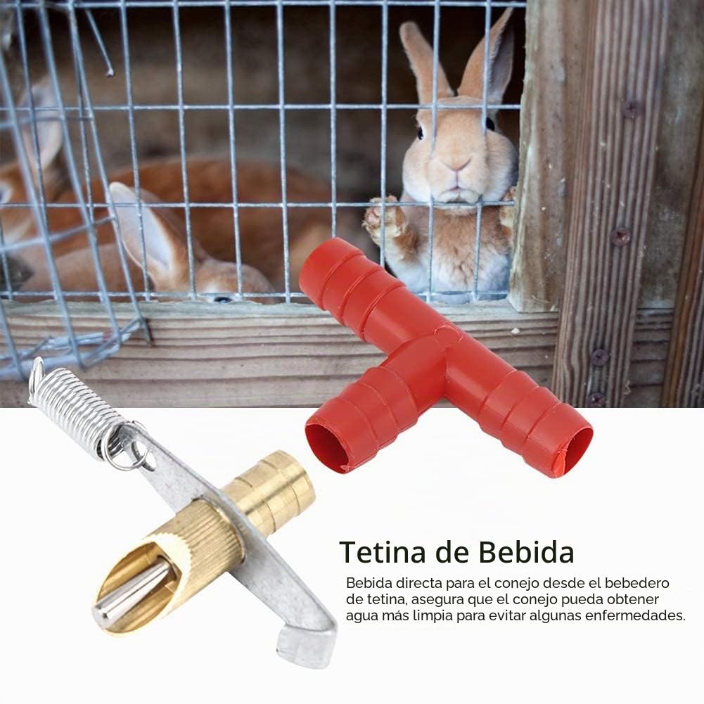 Bebedero de Pezón de Conejo, Pezón para Beber de Conejo Alimentador Alimentador Automático de Agua Accesorios de Herramientas de Agua Potable para Conejillo (Rojo, 40Pcs)