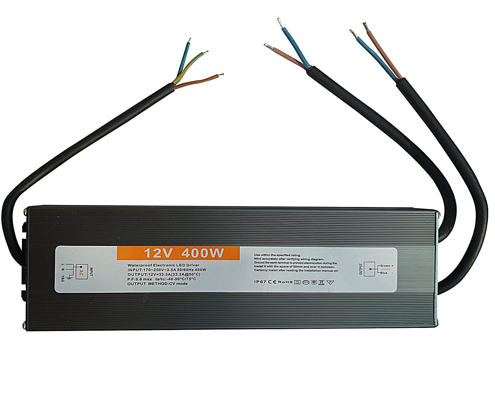 Fuente de alimentación LED de 400 W, 230 V CA, 12 V, CC, transformador Travo, resistente al agua, IP 67 Stripe