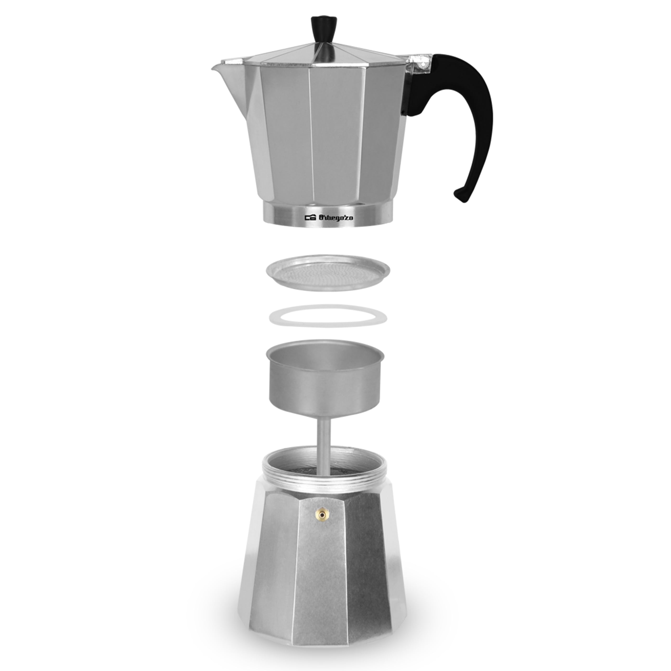 Orbegozo KF 600 - Italienischer Kaffeekocher aus Aluminium, Kapazität: 6 Tassen (280 ml), ergonomischer Griff, Sicherheitsventil… – Ansicht 3