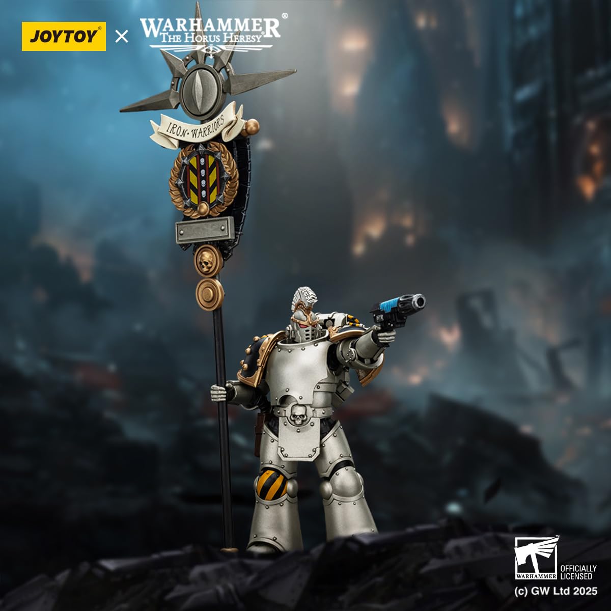 TOYVERSE JOYTOY 1/18 Figurka akcji Warhammer The Horus Heresy, Iron Warriors Command Squad Chosen with Legion Standard, ruchome stawy Model postaci