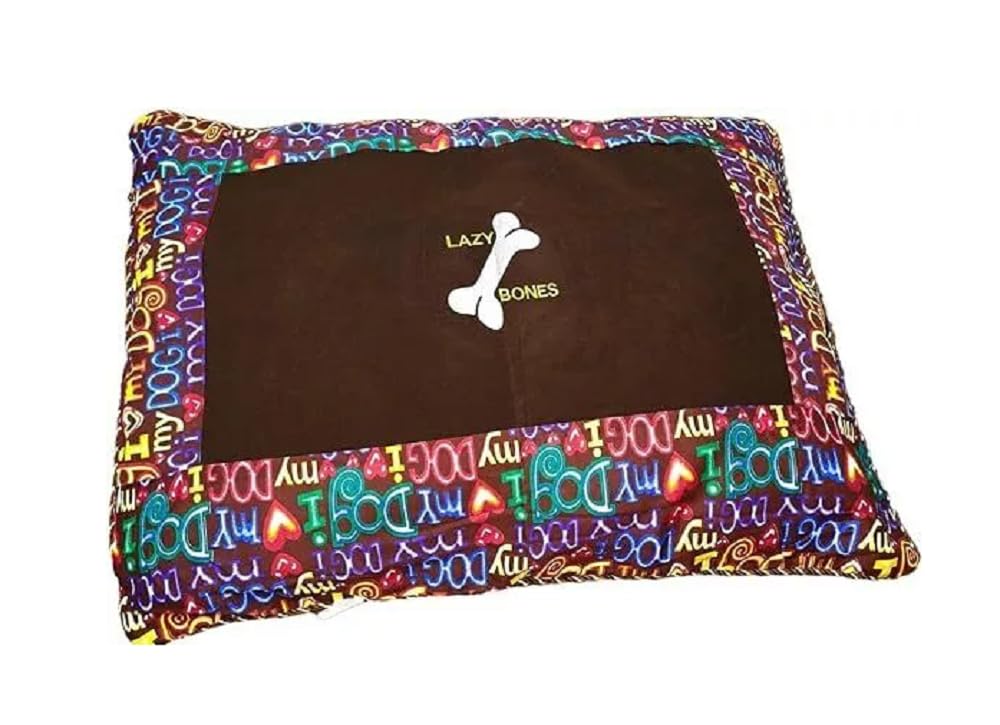 Voice7 Printed I Love My Dog Bed Pillow Cover Large 29"x39" Removable Zipped Polycotton Outer Covers, No Filling
